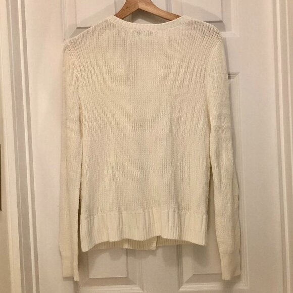 White House Black Market Off White Asymmetrical Zip Up Knit Cardigan Size M - Picture 3 of 11